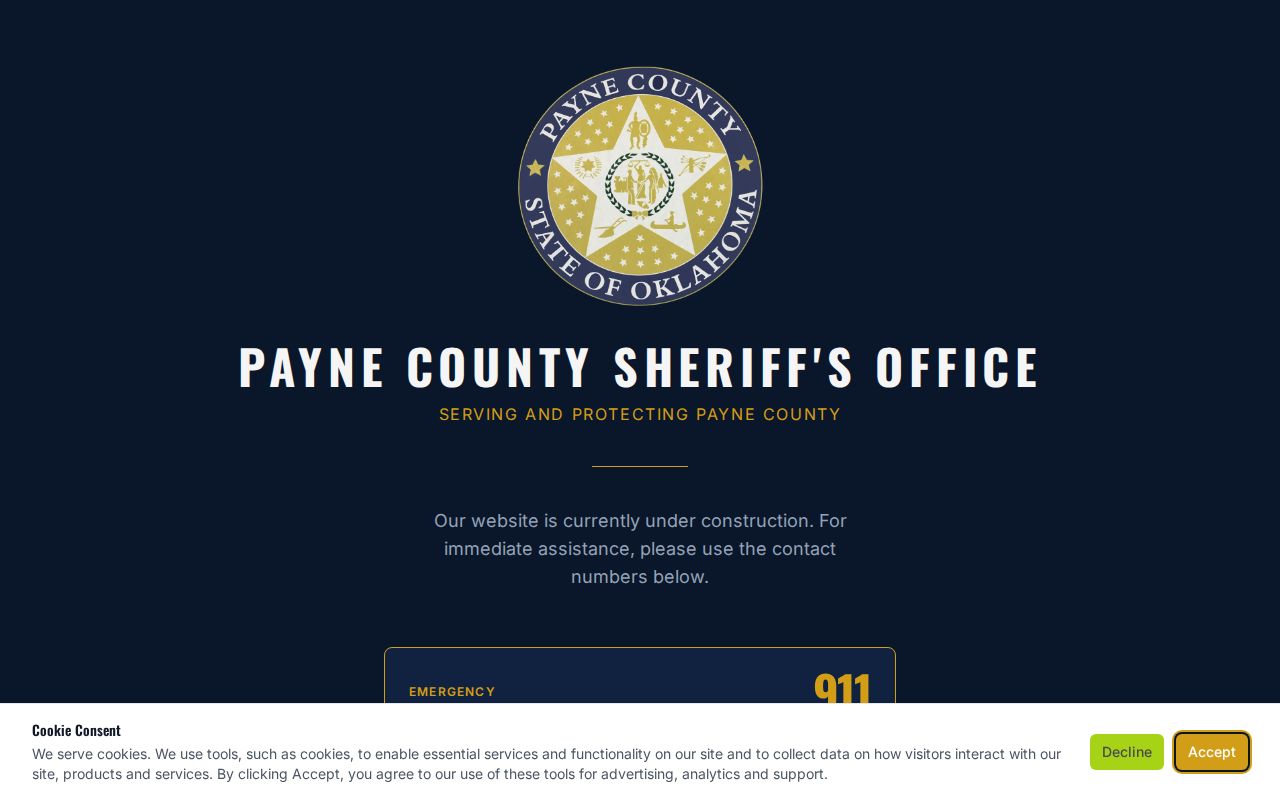 Payne County Sheriff's Office official website status for booking-record access