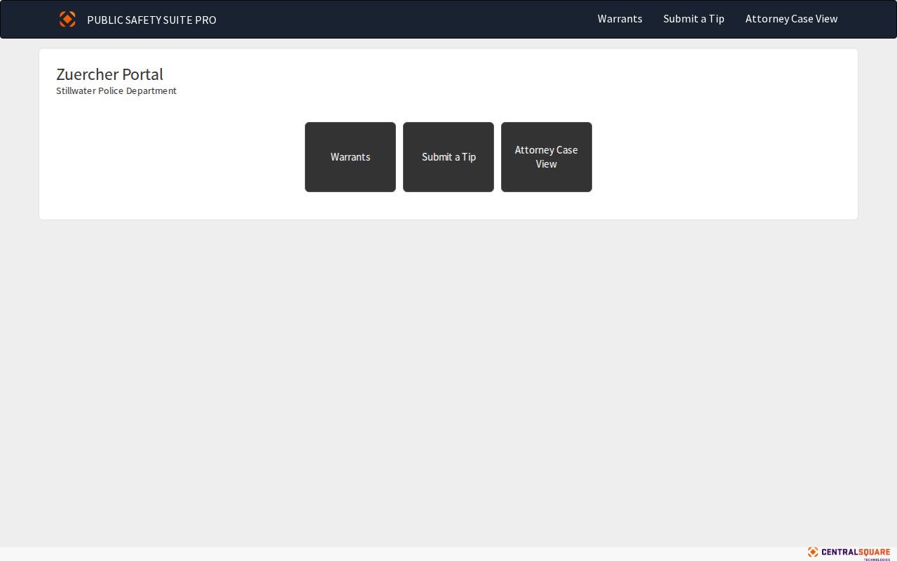 Stillwater Public Safety Suite warrant-search portal