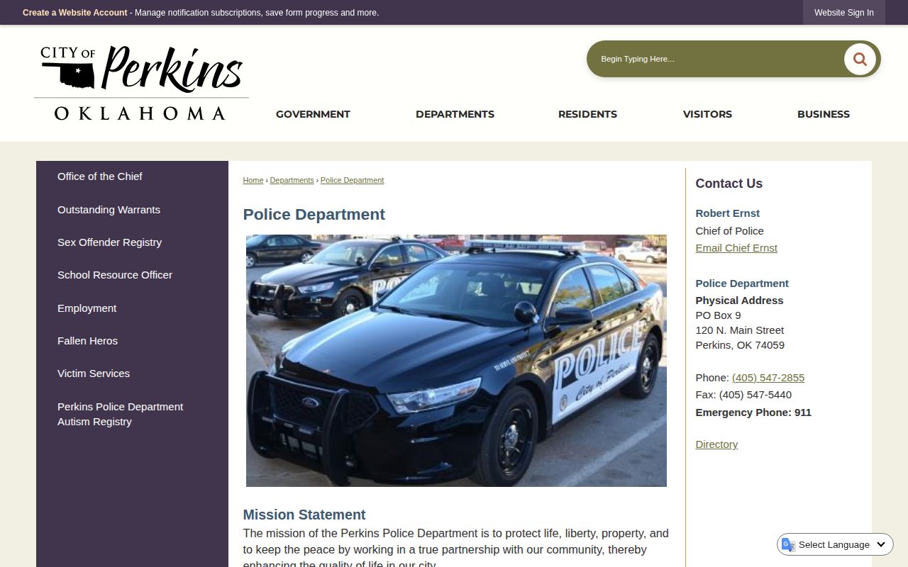 Payne County Perkins police arrest record source